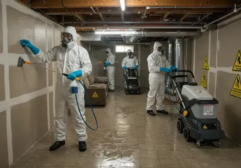 Basement Moisture Removal and Structural Drying process in Hardin County, IL